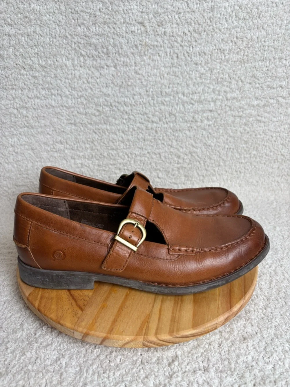 Born Shoes Womens 10 Miki Slip On Mary Jane Buckle Leather Loafer in Brown